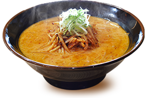 スタミナらーめん、当店人気No1のラーメンはニンニク、胡椒、豆板醤でパワー全開。トッピングのパリパリもやしが食感のアクセントに。