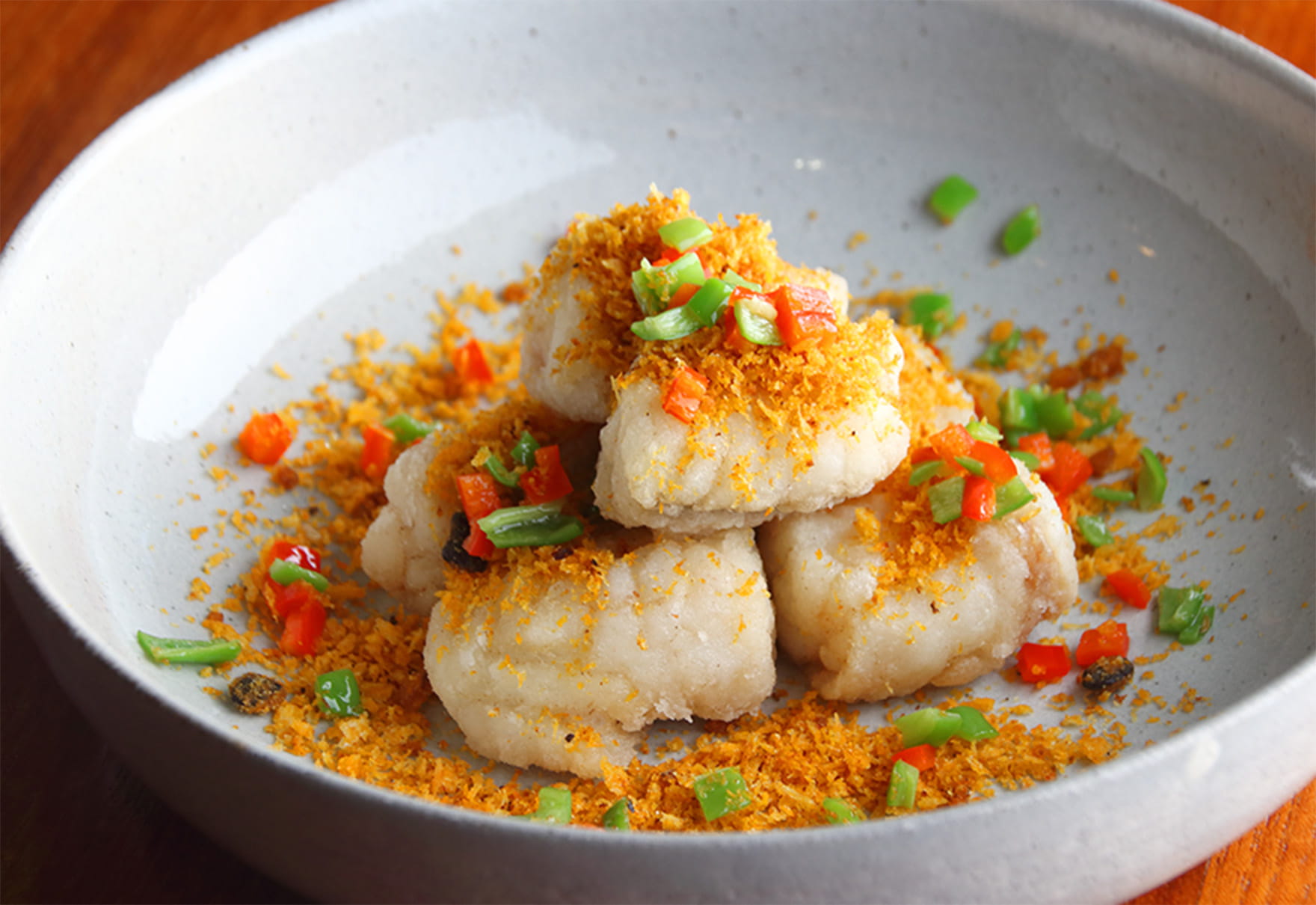 白身魚のふんわり揚げ物　香ばしいそぼろがけ